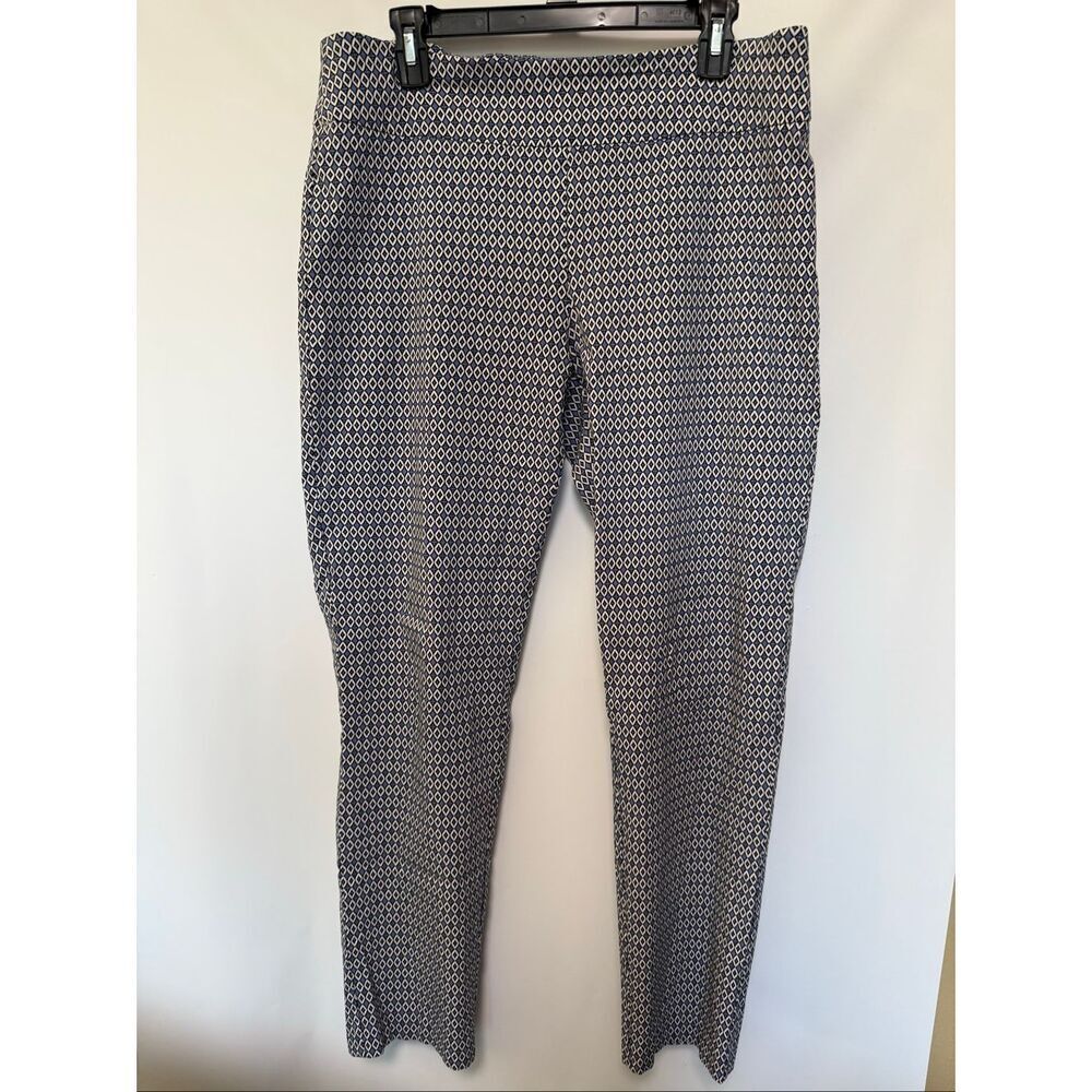 New directions black white blue diamond pattern pull on pants size 14